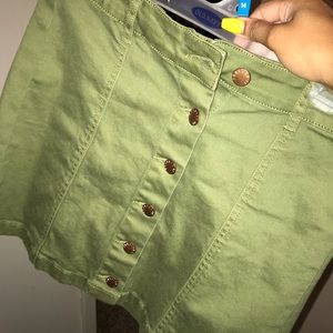 forever 21 green button down skirt
